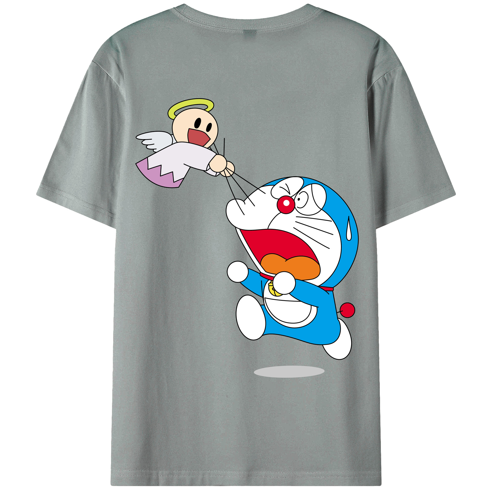 （画像用） ドラえもん Doraemon 綿100％ メンズ半袖Tシャツ（バックプリント） 通気性
